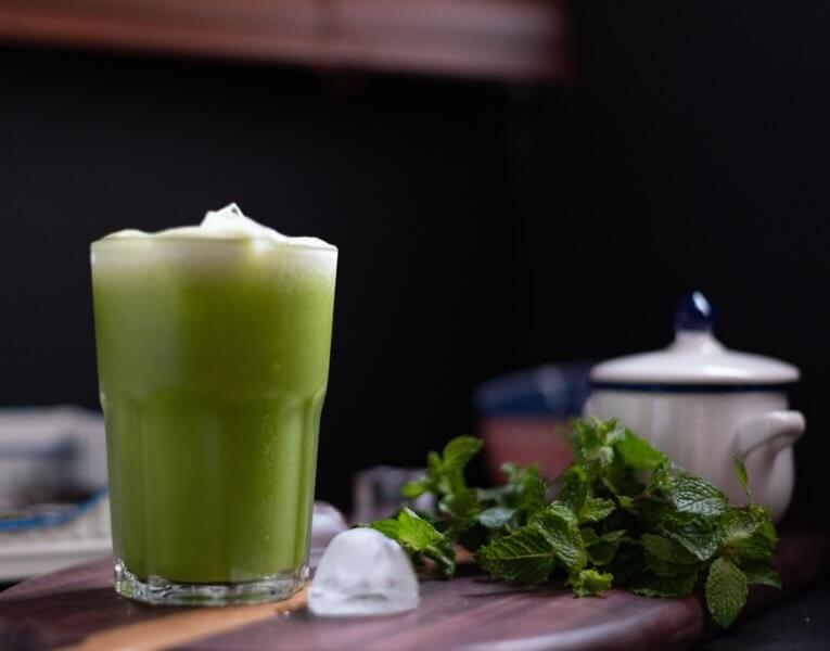 breakfast smoothie made with tropical fruits