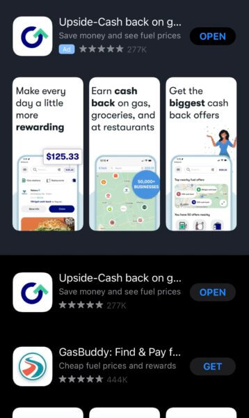 UPSIDE CASH BACK APP