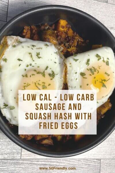 sausage and squash hash with fried eggs