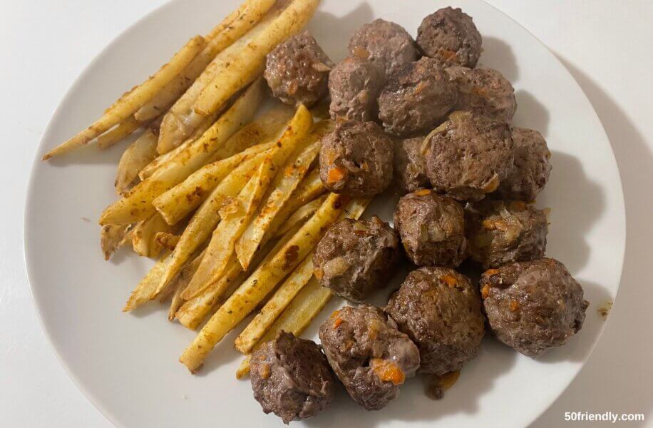 meatball poppers and sweet potato fries - bone broth diet