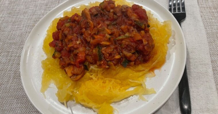 Ratatouille Over Spaghetti Squash Noodles