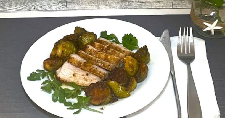 Balsamic Roast Pork Loin with Roasted Brussels Sprouts