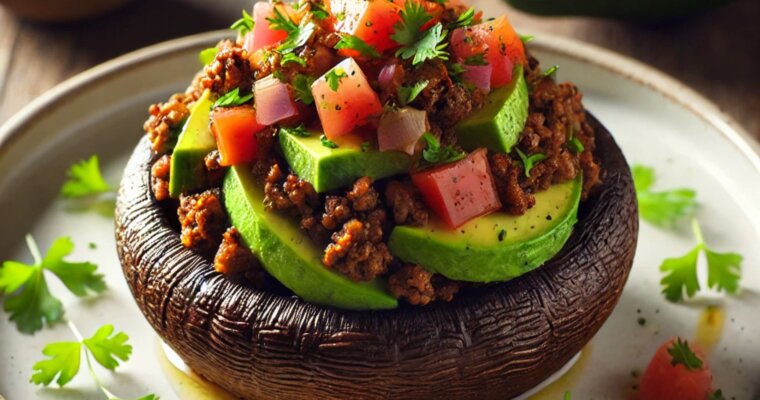 Easy Beef Taco Stuffed Portobello Mushrooms – No Cheese