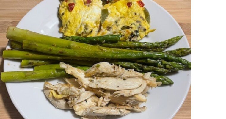 Simple Scrambled Eggs Chicken and Asparagus Recipe