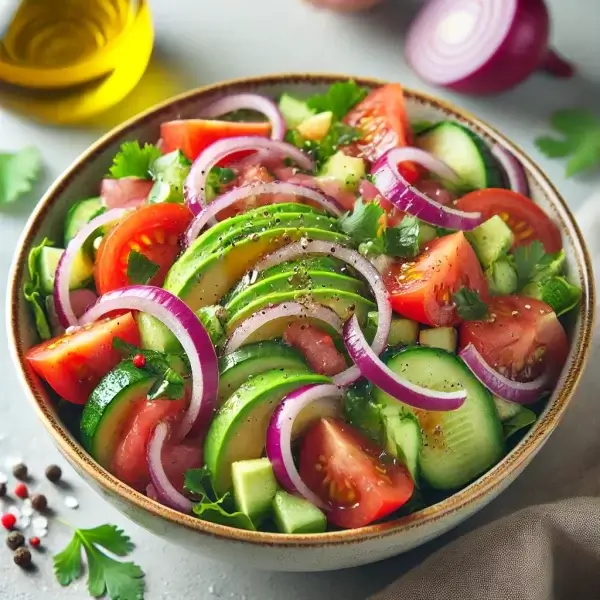 avocado cucumber tomato red onion salad