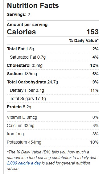 tropical glow smoothie nutrition facts