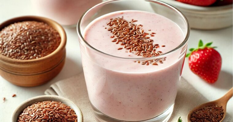 Strawberry Coconut Flaxseed Smoothie