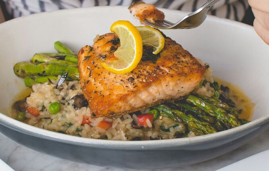 Baked Cod with Quinoa & Steamed Asparagus