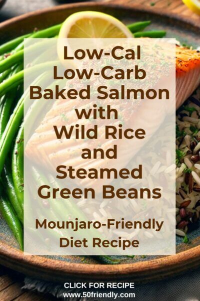 Baked Salmon with Wild Rice and Steamed Green Beans