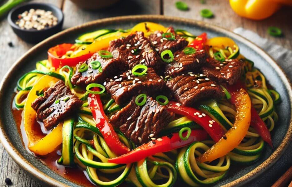 Beef Stir-Fry with Zucchini Noodles Low-Cal Low-Carb