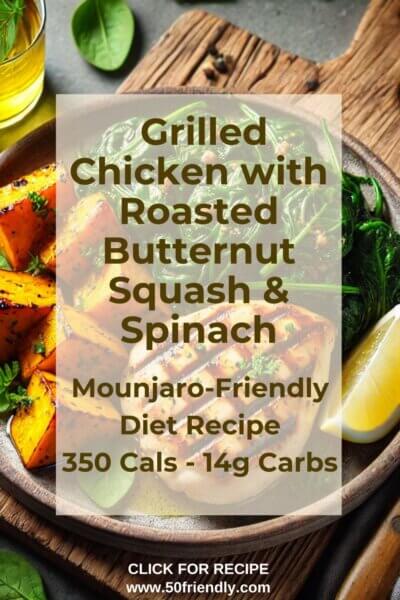 Grilled Chicken with Roasted Butternut Squash & Spinach